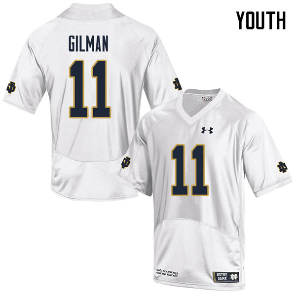 Youth NCAA Notre Dame Fighting Irish #11 Alohi Gilman Stitched College Under Armour Authentic White Football Jersey ME10W20HB